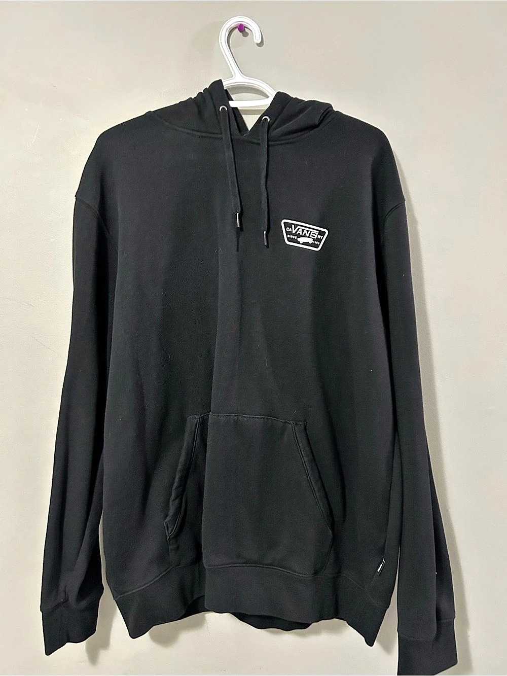 Vans Curved Patch Logo Hoodie Black & White Large
